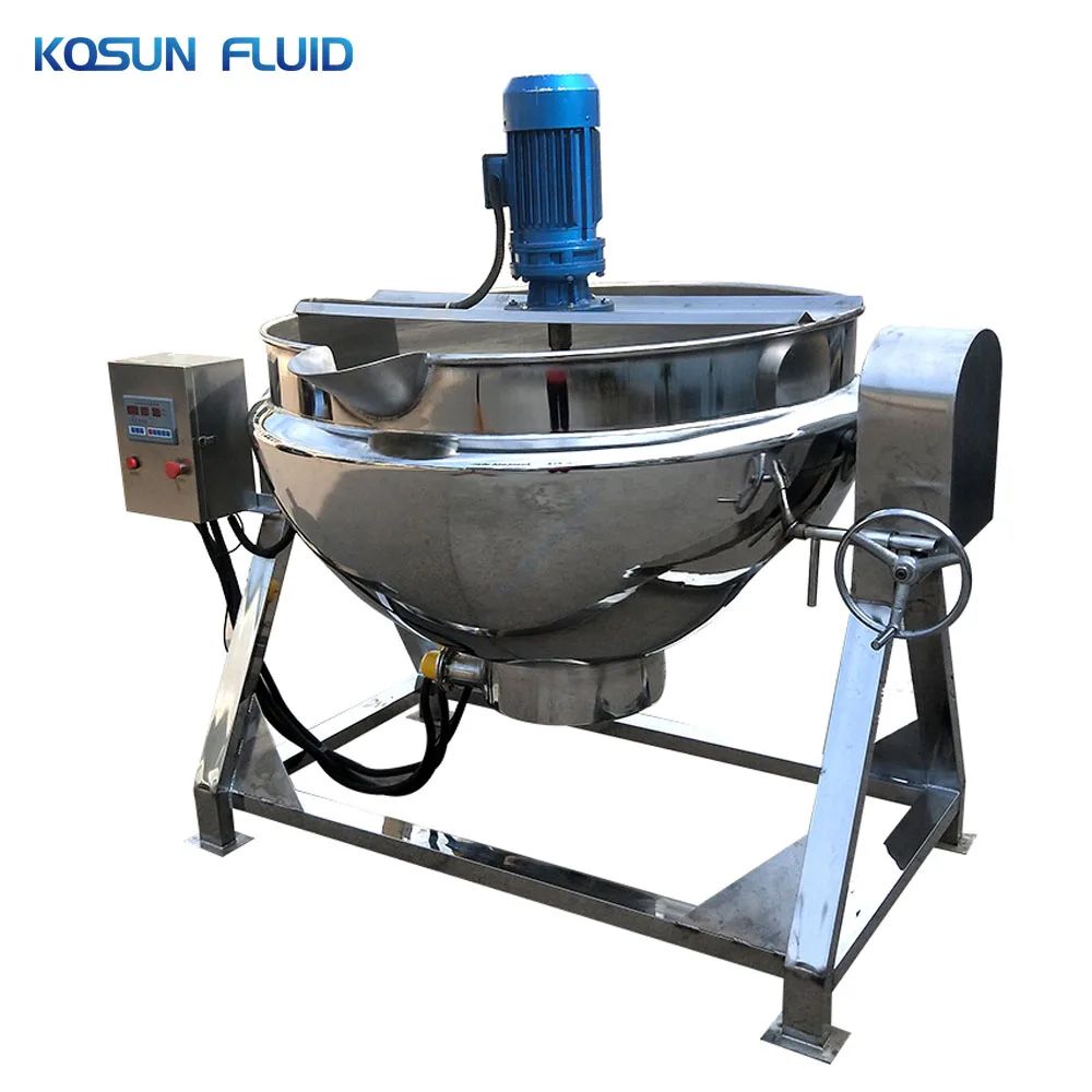 electric planetary industrial chilli sauce double steam jacketed kettle cooker cooking vessel pot machine for food with mixer