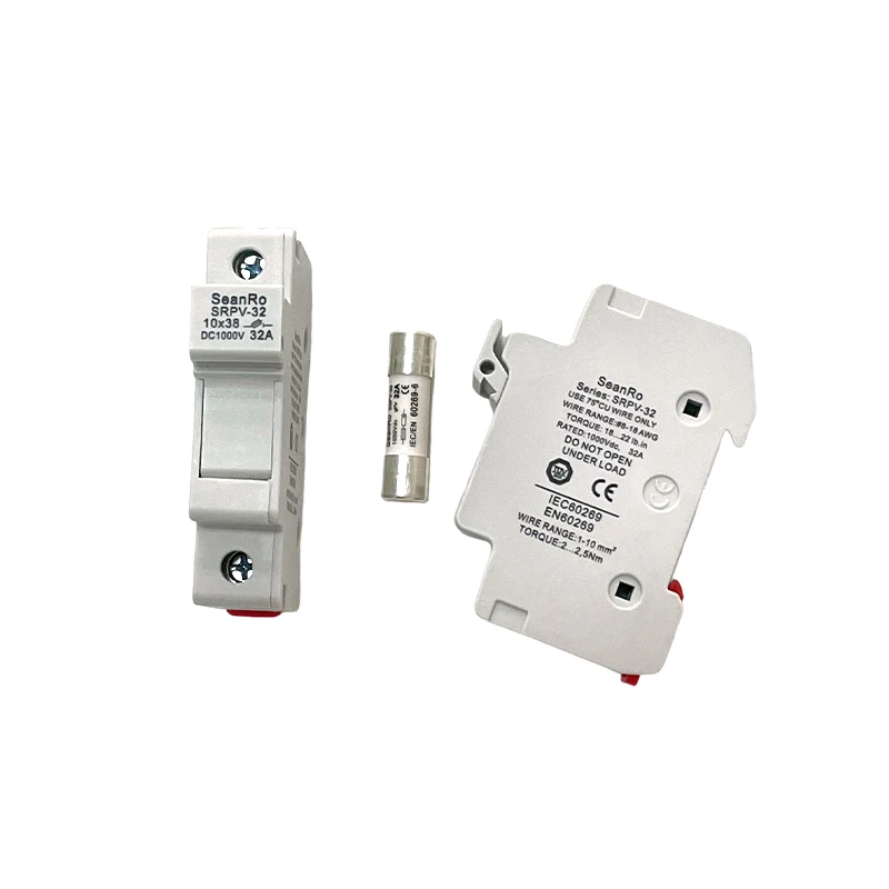 SeanRo wholesale Din Rail Fuse Holder Solar PV DC 1500V 1-30A 30 amp fusibles thermal porcelain fuse with Base