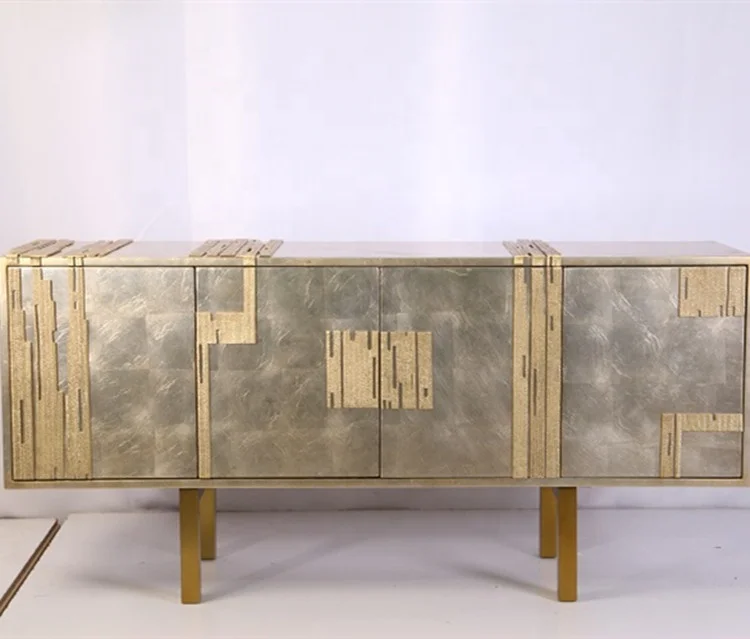 Modern Luxury Solid Wood Side Cabinet Home Hotel Zirconium Phnom Penh Stainless Steel Living Room Hall Elegant Home Furniture