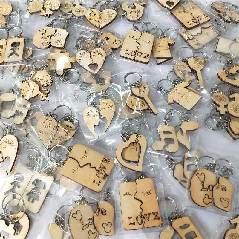 Заводской деревянный брелок для ключей для влюбленных