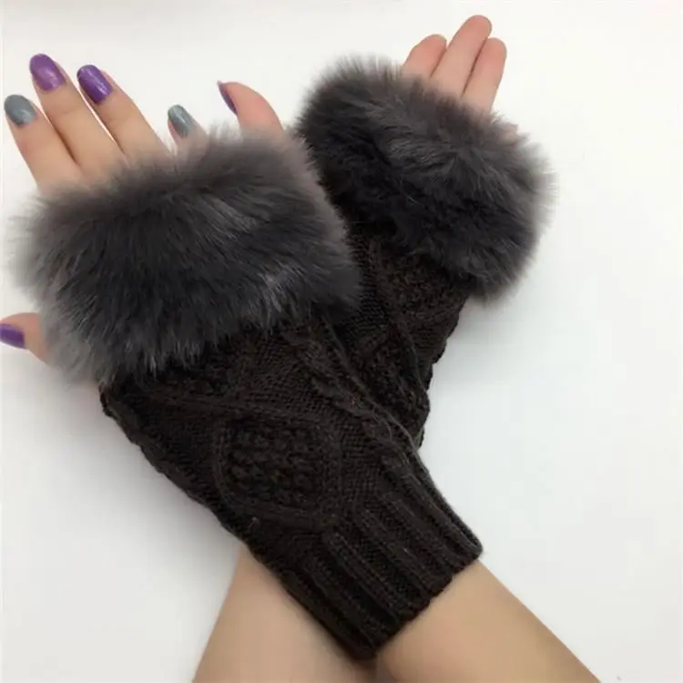 
wholesale Winter new twist half-fingered Gloves Ladies Korean version pure color fashion warm knitting wool 
