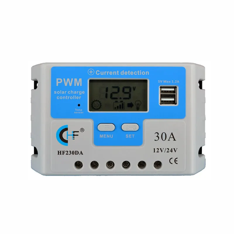 Fast Charging NEW 30A 12/24V HF230D PWM charge controller solar USB output
