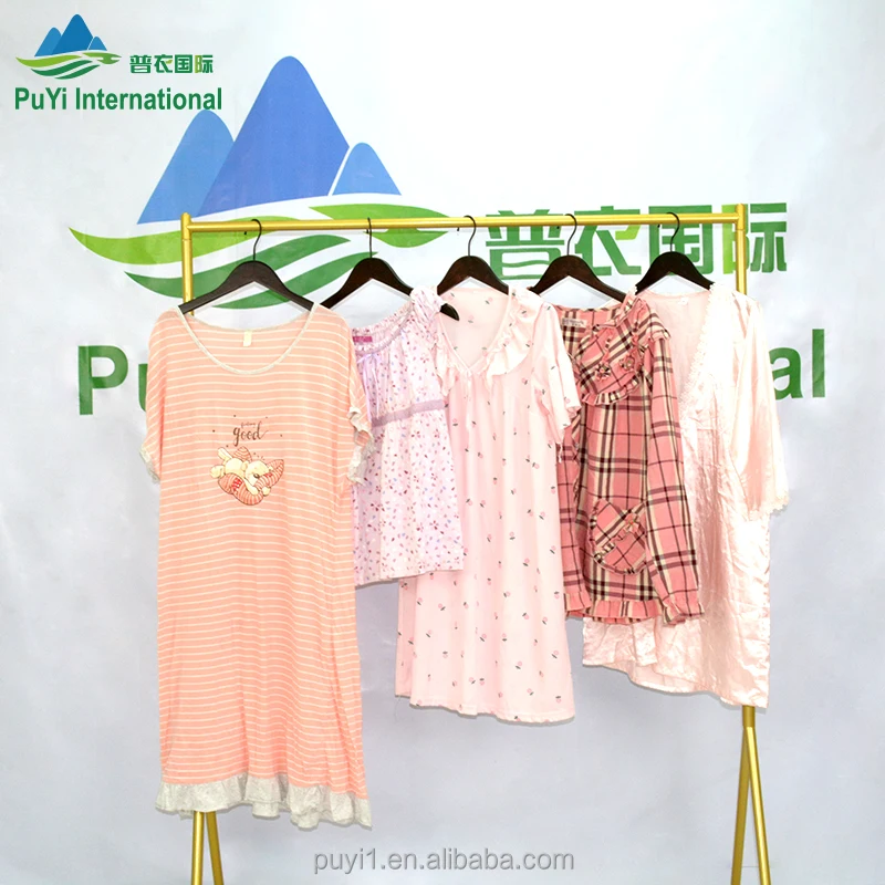 second hand clothing women's sleepwear silk nightgown bale used clothes bulk silk pajamas