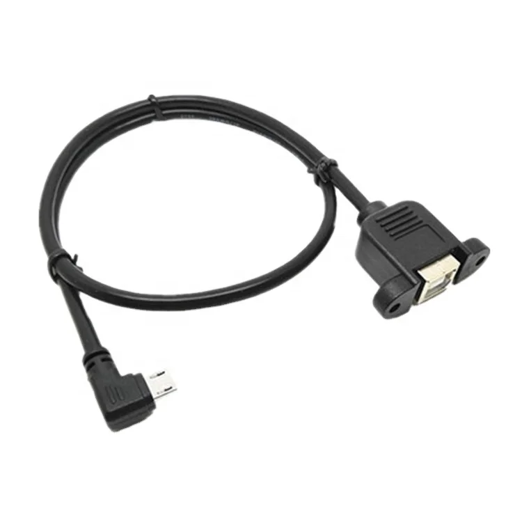 Right Angled Micro USB 5 pin to USB type B Female Printer Panel Mount Adapter Cable Printer Extention Cable with screws