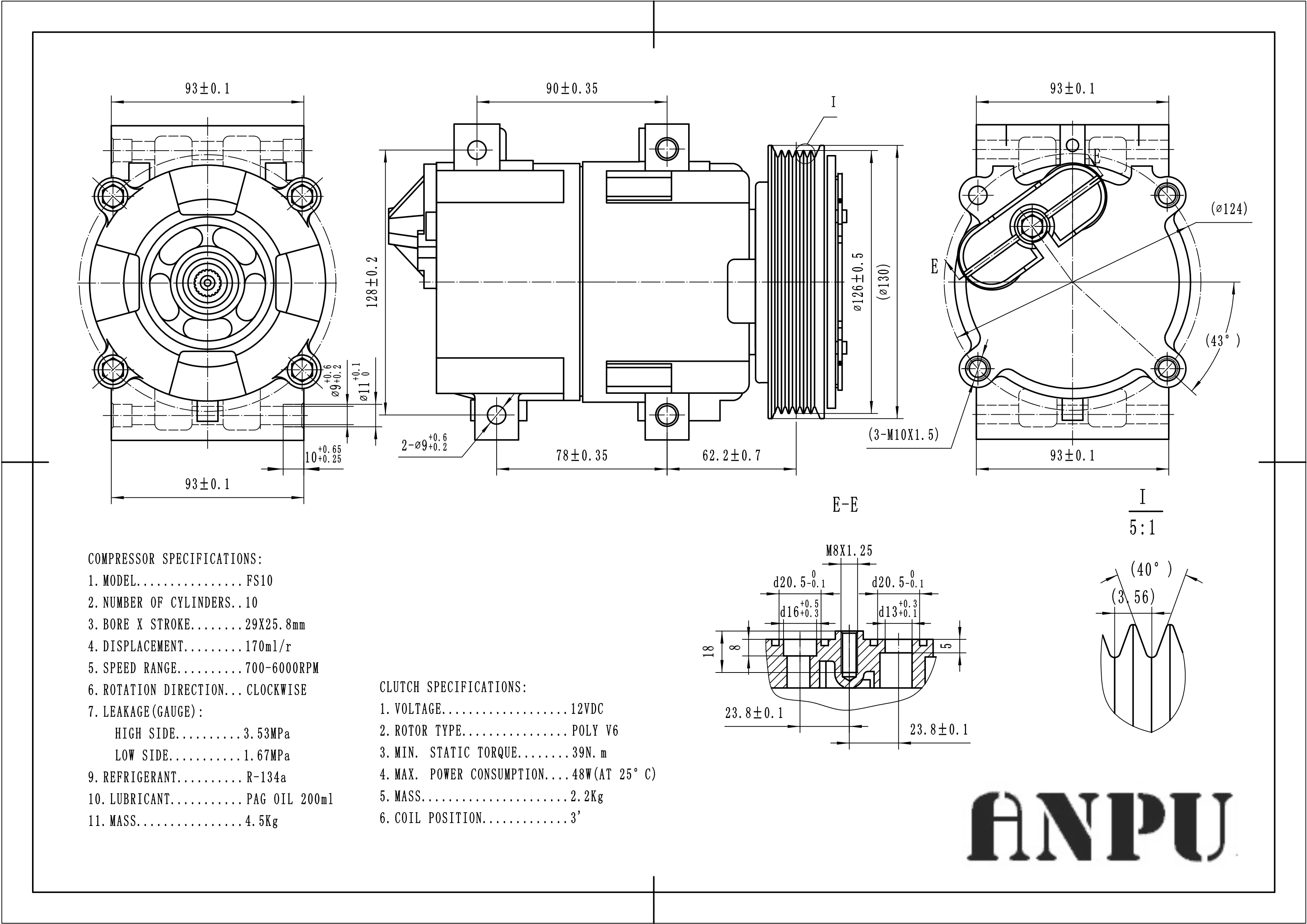 
brand new auto ac compressor for E-150 Econoline/F-350/ Explorer/Ranger B3000/B4000 FS10 6PK 127MM 58132 