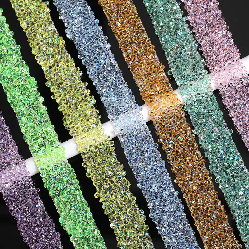 Xichuan Wholesale 1.2cm Width Jelly Resin Strips Non Hotfix Stones Self-Adhevise Rhinestone Trim Sticker For DIY Tumbler
