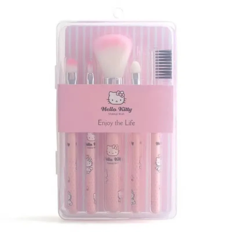 5Pcs Cute Kitty Handle Hello Makeup Brushes Set Pink Kids Makeup Tool