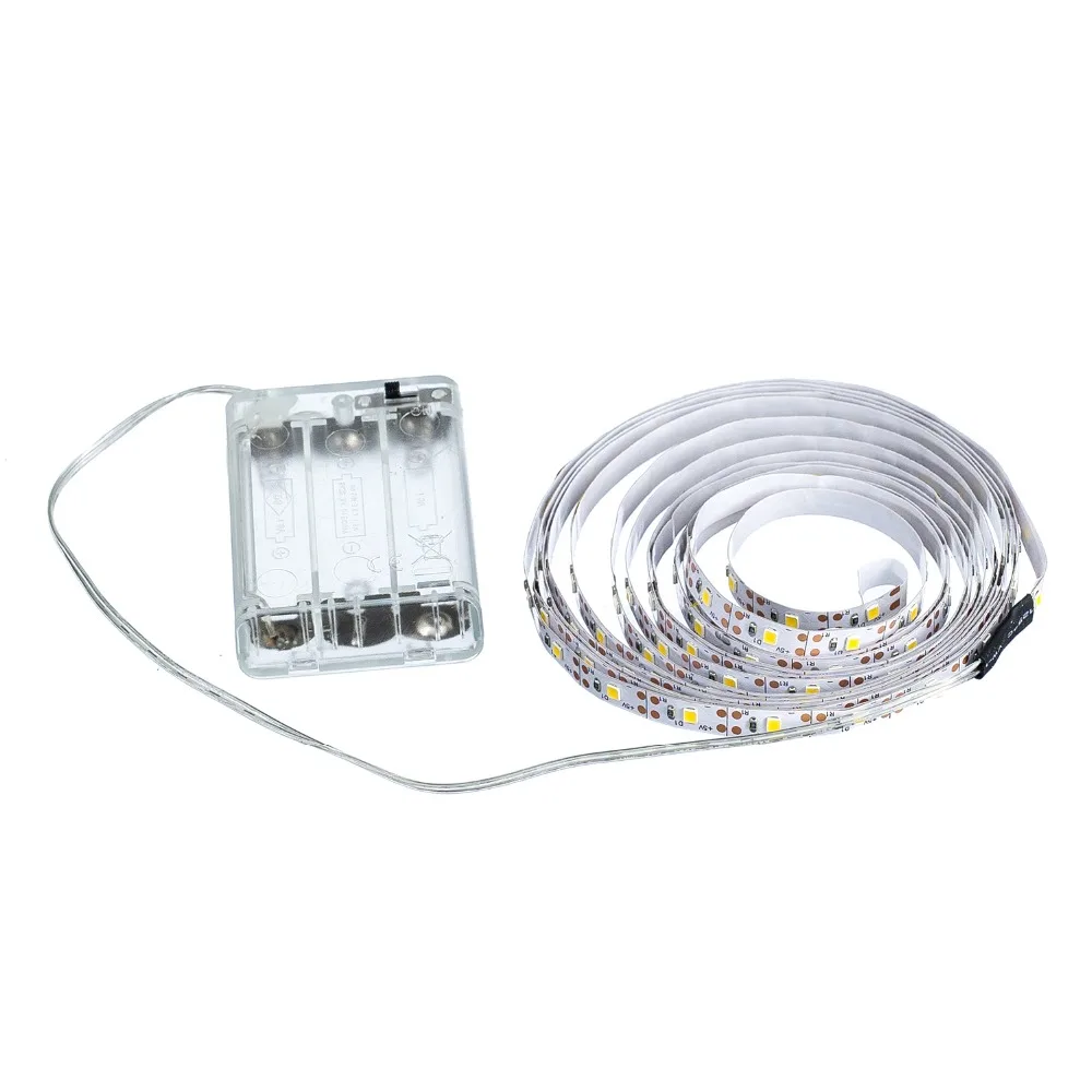  Светодиодная лента SMD3528 2835 для украшения дома питание от 3 батареек AA 50 см 1 м 2 4 5 холодный белый и теплый