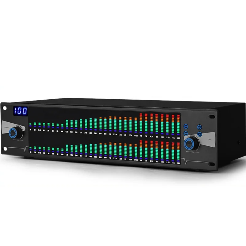 Professional DJ System New 2U Dual 31 Bands Audio  Effect DSP Processor Graphic Digital Equalizer for Stage Home Karaoke