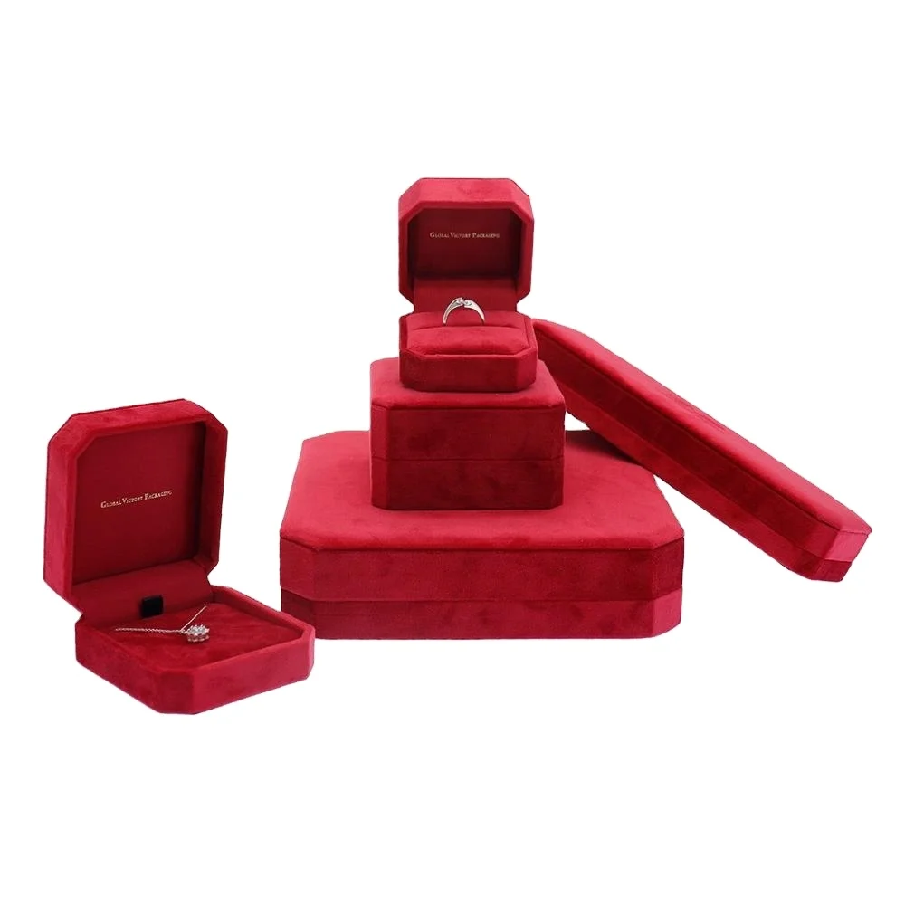 Высококачественная Роскошная бархатная шкатулка для ювелирных изделий GVP с логотипом на заказ кольцо ожерелье шкатулки