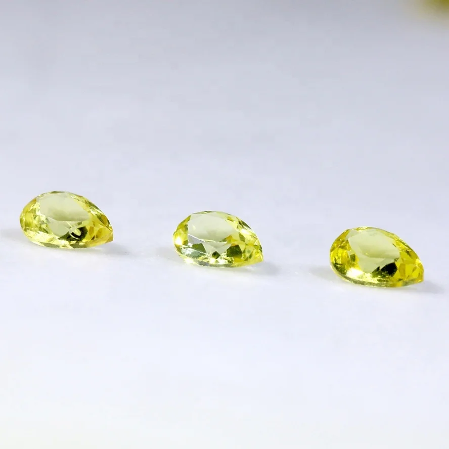 Clear Clarity Sri Lanka Natural Corundum Heated Loose Gems Top Quality5A 2.5x3mm Pear Shape Natural Yellow Sapphire for Jewelry