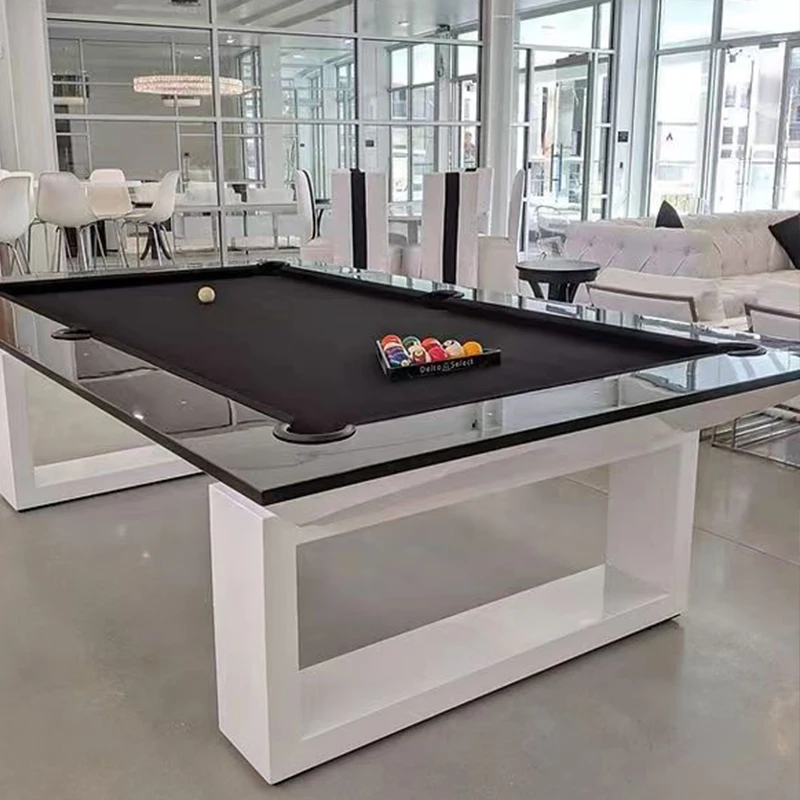 2024 Factory Wholesale 8ft & 9ft Glass Solid Wood Pool Tables Custom Size 8 Ball 9 Ball Games Entertaining Billiard Pool Table