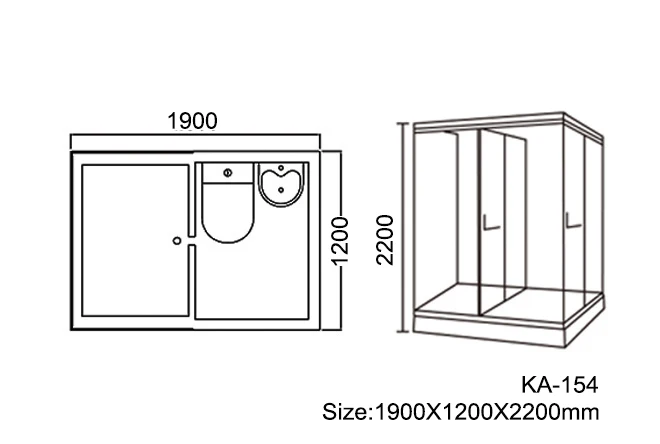 KMRY Cheap Factory Direct 5mm Matt Glass dry and wet separation shower cabins walk in shower enclosures prefab bathroom unit