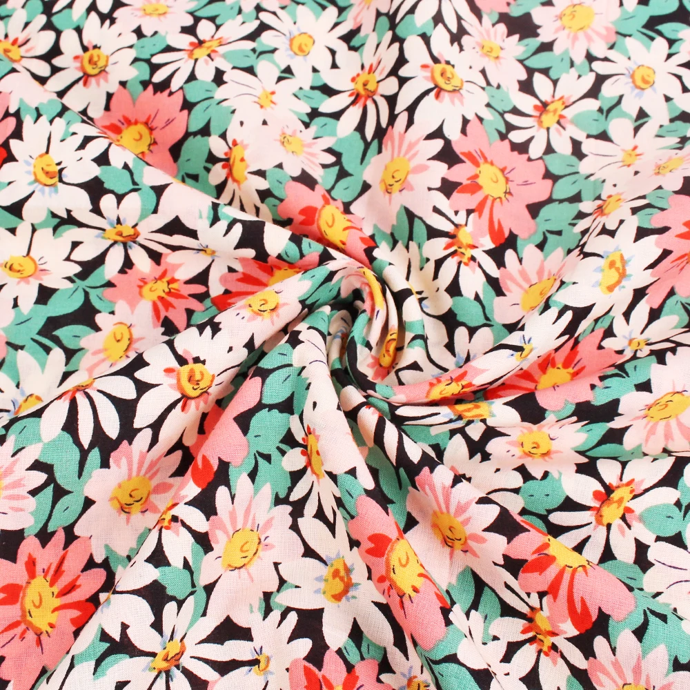 Breathable Organic Custom Printing No MOQ 100% Cotton Woven Printed Poplin Combed Fabric For Kids Woman Dress Shirt Bedding