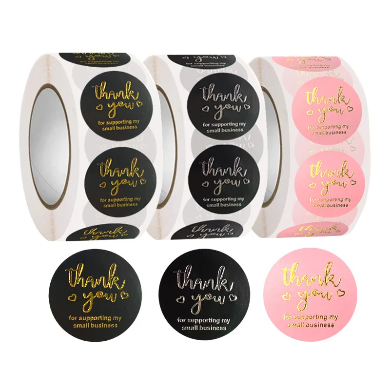 500pcs/roll Foil Stamping Thank You Stickers Roll For Envelope Wedding  Small Business Jewelry Box Stationery Seal Laber