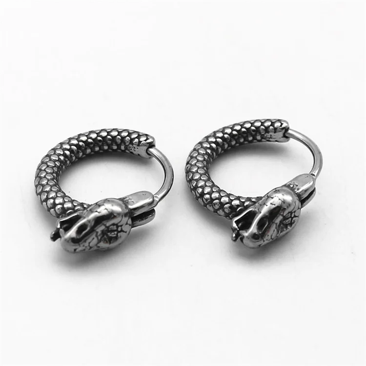 Wholesale vintage couple jewelry earring stainless steel snake hoop earrings for women men