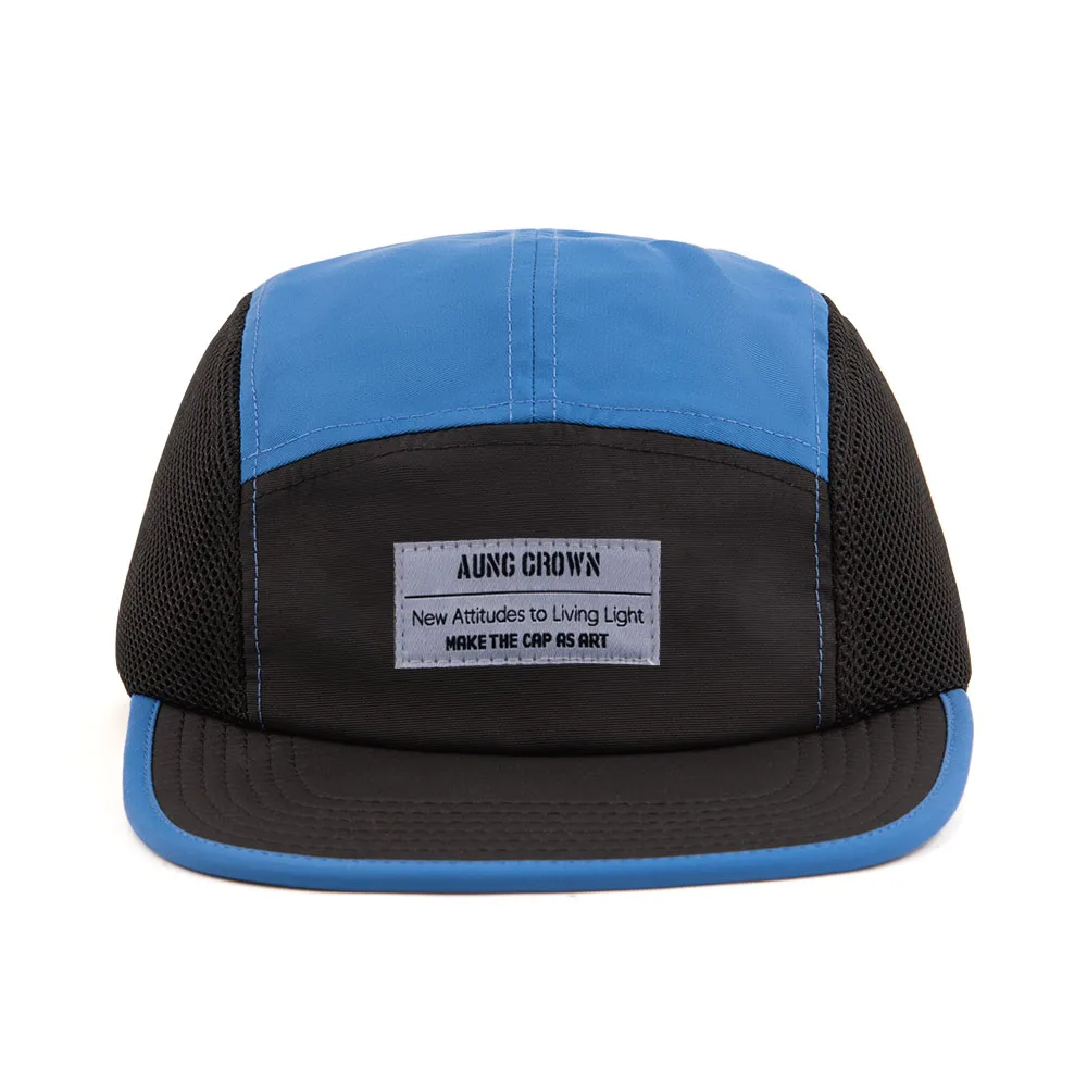 Aung Crown High Quality 5 Panel Flat Brim Waterproof Camper Hat Adjustable Size Unstructured 5 Panel Sport Running Cap