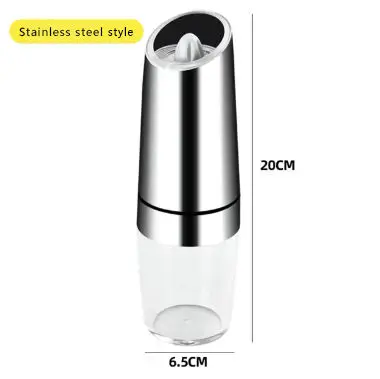 Automatic Operation Stainless Steel Gravity Electric Mill Pepper and Salt Grinder Set Silver Battery Powered with LED light