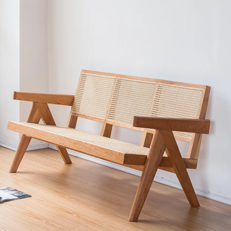 TPZ075 wholesale modern design wood luxury rattan leisure chair home furniture two seat wooden living room chairs