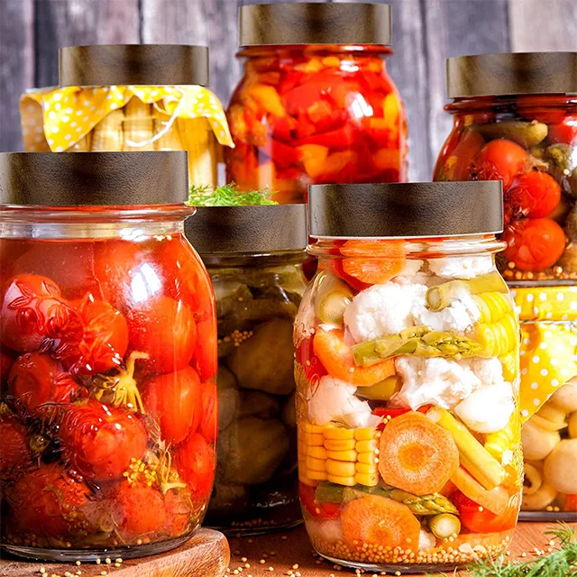 Vietnam Reusable Airtight Food Storage Containers Covers Glass Mason Jars Cups Wooden Lids