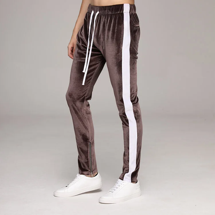 Custom Tracksuit Pants Velour Stripe Track Pants Men
