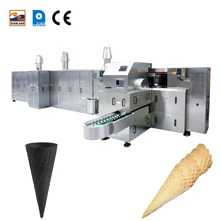Guangzhou Factory Commercial Full Automatic Waffle Biscuit Gelato Baking Line Rolled Sugar Ice Cream Cone Making Machine