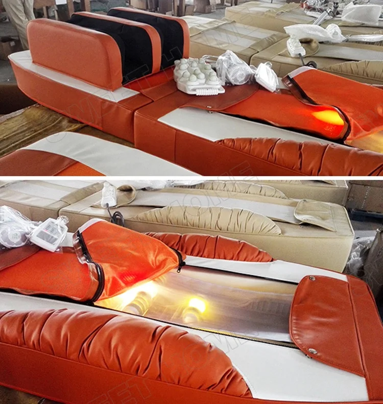 Thermal Heating Jade Roller Shiatsu Massage Bed Airbag Press Leg Part for Living Room Bedroom Hotel or Gym-Leather Furniture