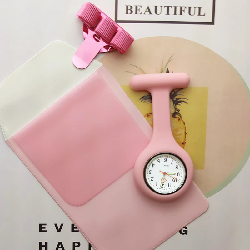 Silicone Nurse Watch with Pencil Case and Pen Holder Fob Pocket Quartz Doctor Medical Clock Nursing Accessories Gift