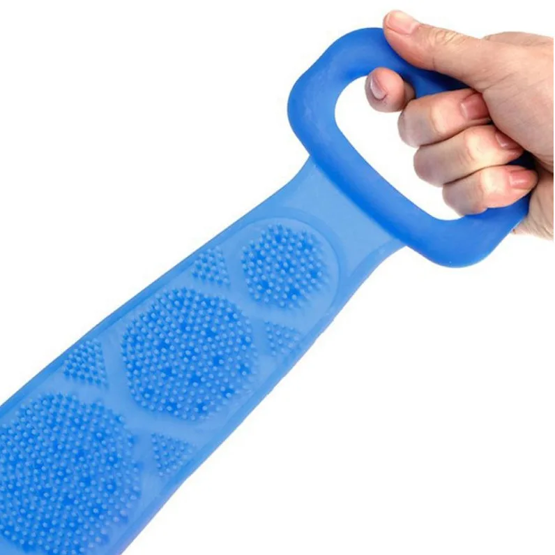 Wholesale Body Wash Silicone Body Scrubber Belt Double Side Shower Exfoliating Belt Removes Bath Towel