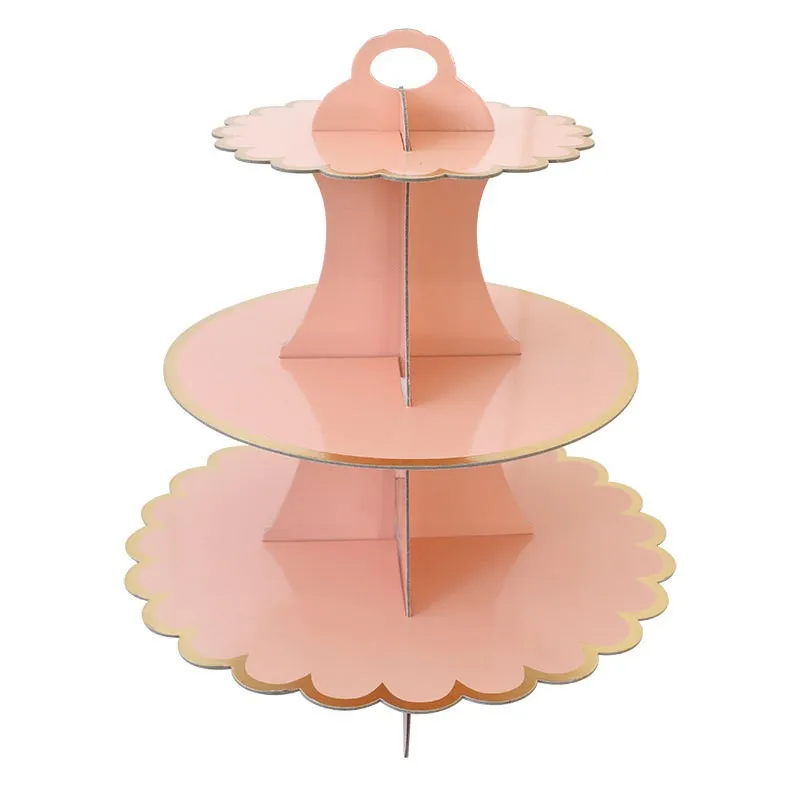 Cardboard Cake Stand 3 Tier Paper Dessert Round Cupcake Holder Tower Disposable Pastry Stand for Birthday Party Desserts Display