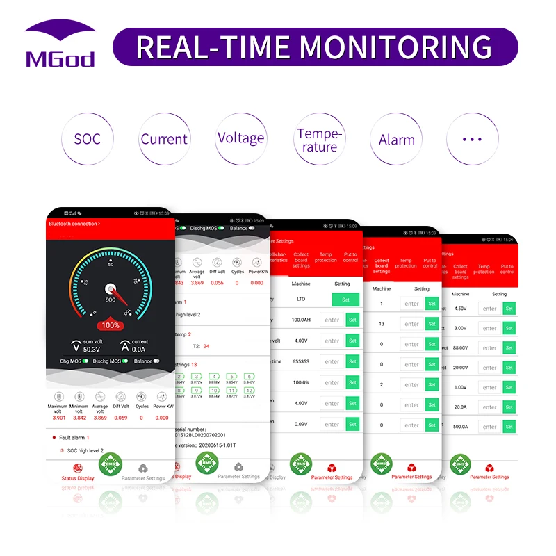 FAN  Lifepo4 15S BT App UART RS485 CAN Communication Low Temp Cutoff For Electric Motorcycle Equalizer Balancer Smart BMS