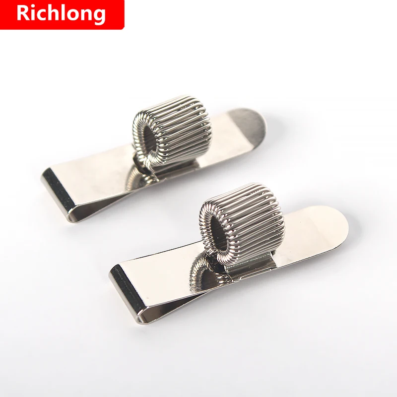Wholesale Single Hole Horizontal Pen Holder Silvery Color Spring Metal Pen Holder With Pocket Clip