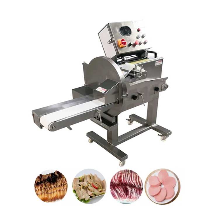 Stainless Steel Automatic Bacon Ham Beef Cooked Meat Slicing Cutter Fish Steak Slicer Cutting Machine