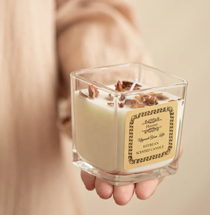 Wholesale Custom Labeling Scented Candle Home Fragrance Glass Container Scented Organic Soy Wax  Scented Candle