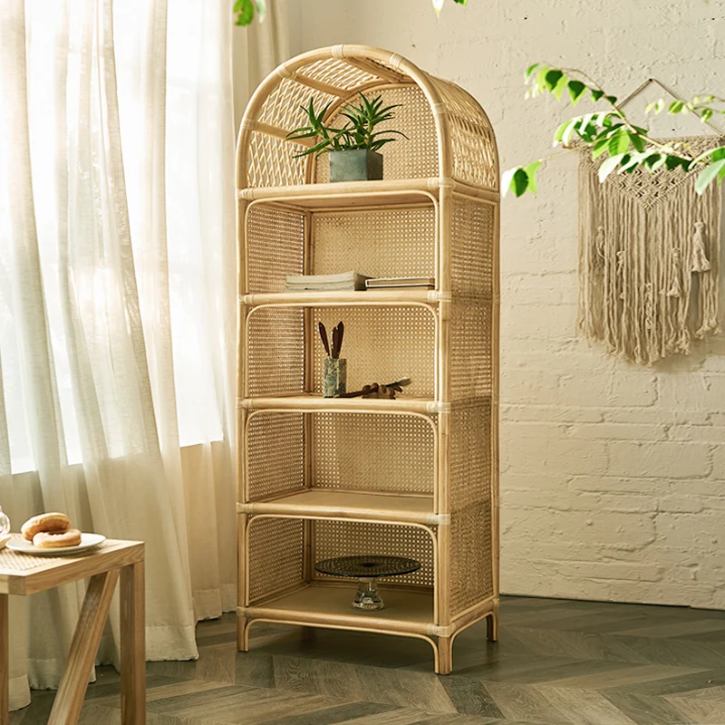 Скандинавский простой книжный шкаф из натурального ротанга книжная полка витрина шкаф
