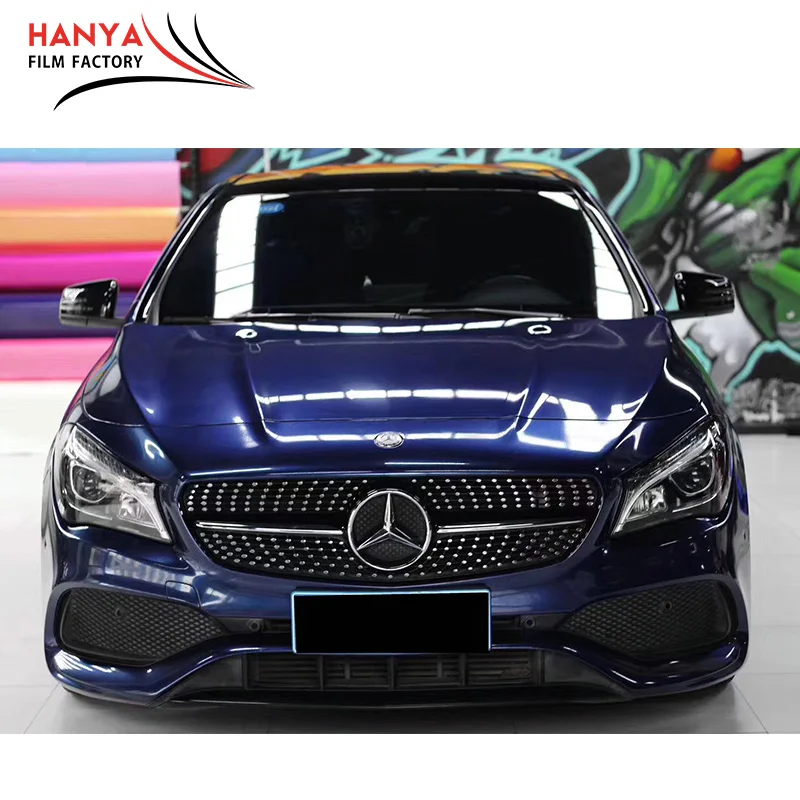 Dark Galaxy Blue Vinyl Car Wrap PVC Glossy Vehicle Wrapping Stickers Foil Glossy Vinyl Film Body Car Wrap Film 1.52*18m