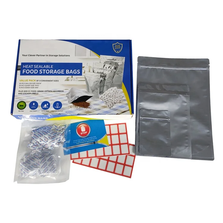 Free Sample Custom Printed Aluminum Foil Heat Seal Mylar Bags Sample Pack Sachet Mylar Bags with Oxygen Absorbers