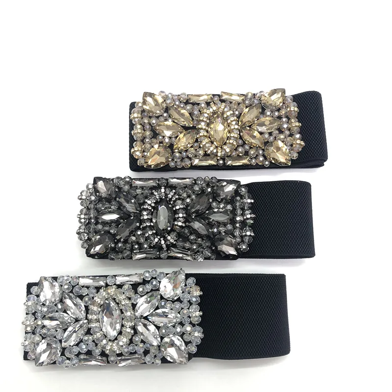 Женский пояс с кристаллами, черный эластичный пояс ручной работы для свадебного платья