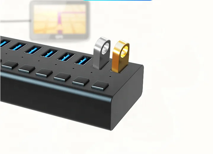 Usb 3.0 5Gbps  Multifunctional  High Speed Transmission usb hub  7 ports 10 13 16 20 port 12v charging power with switch usb hub