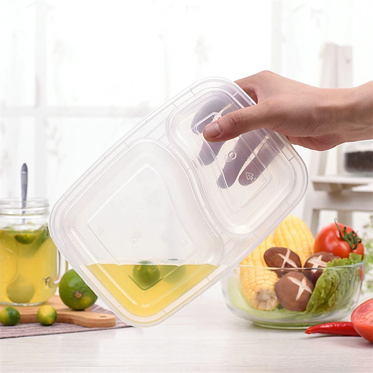 Microwavable take out 2 compartment disposable lunch box plastic bento meal prep  food container