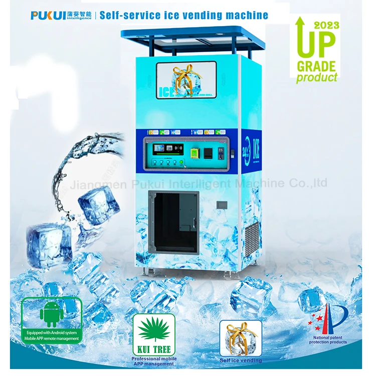 China Direct Factory Outdoor Commercial Automatic Self-Service Bagged Cube Ice Vending Machine with Auto Bagging