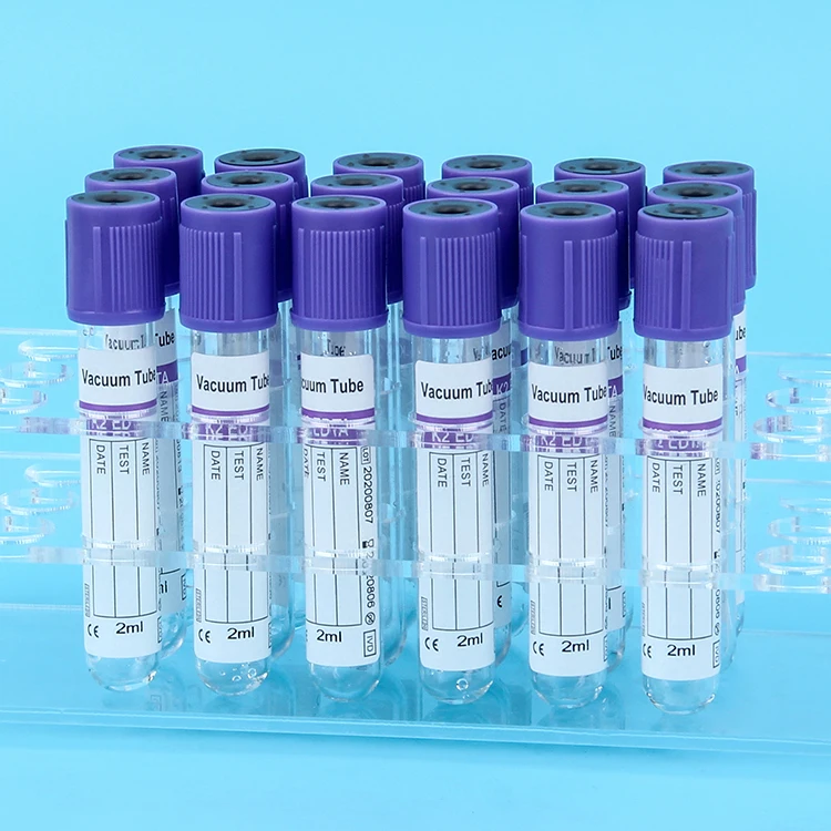 Hot Sale Factory Direct 5 ML Medical Test Sterile Purple Top Disposable EDTA K2 K3 Blood Collection Tube