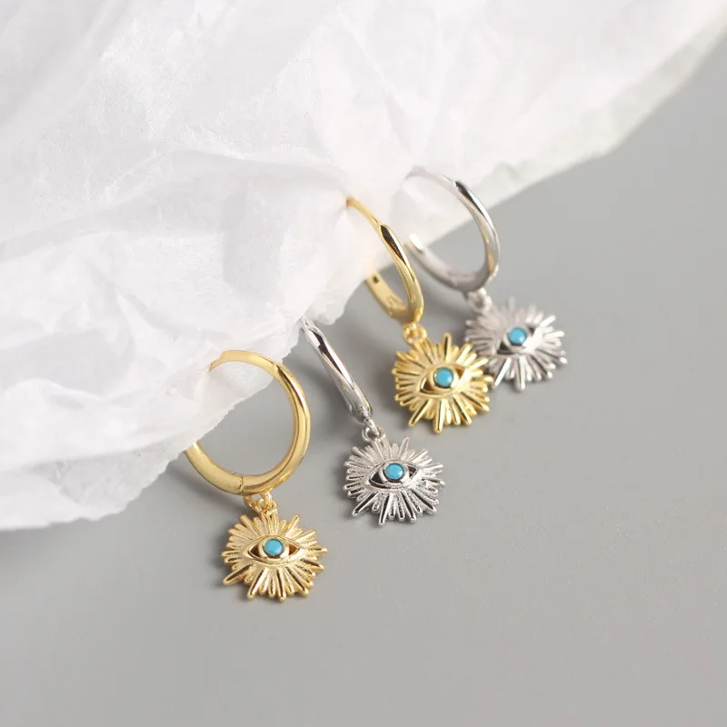 Rainbowkiong INS Dainty style silver 925 sterling gold plated Sunflower shape women huggies hoop earrings