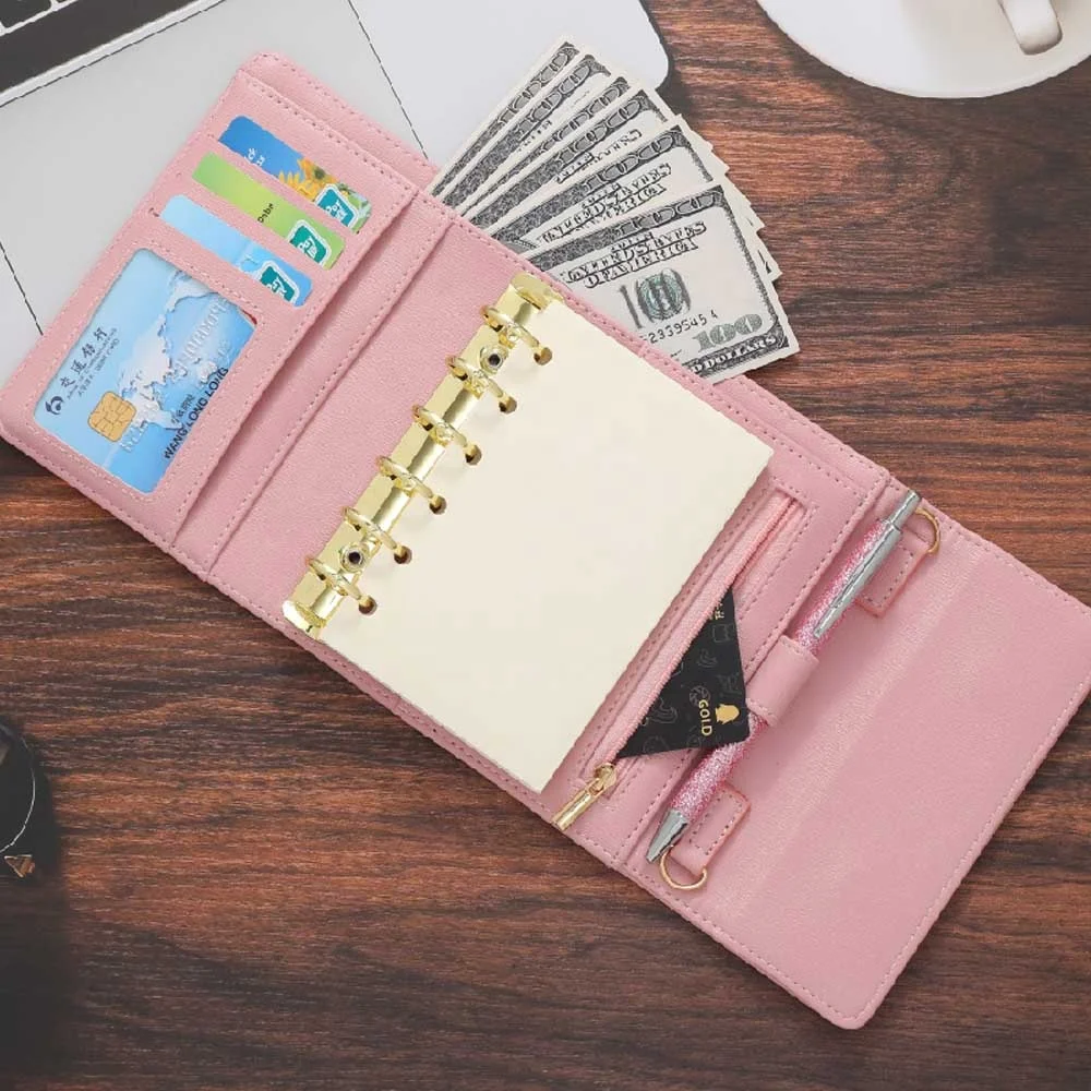 Hongbo New Best Selling Soft Leather A7 Gold Ring Budget Binder Clutches for Women as Document / Passport Holder / Card Wallet