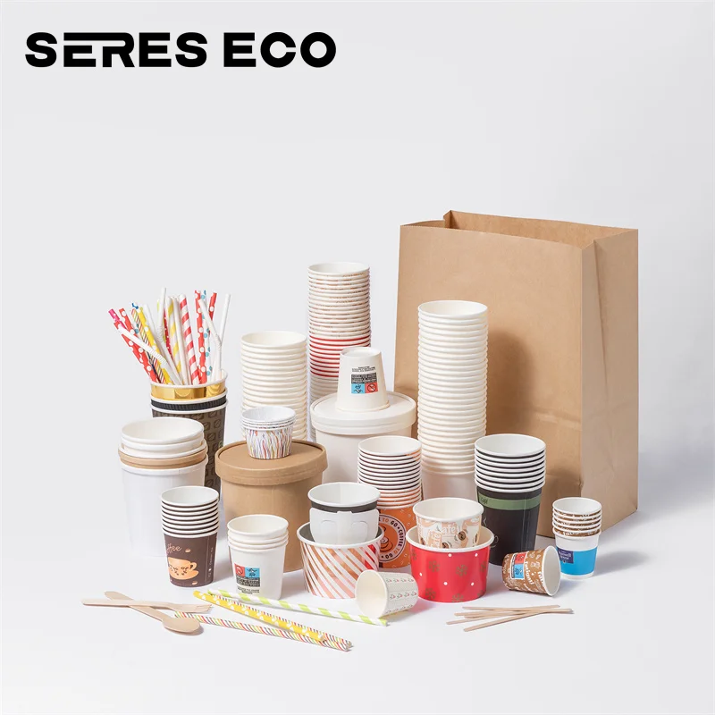 Biodegradable 12oz Double Wall Paper Cup Coffee Cups Plain Bubble Tea Paper Cup Craft Paper Beverage Tea Sets Disposable Accept