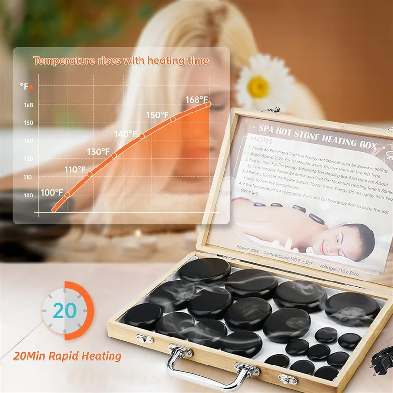 2024 Massage Stones For Body Hot Stone Massage Set With Heater 16 Pcs Health Energy Spa Lava Basalt Round Massage Tool Stones