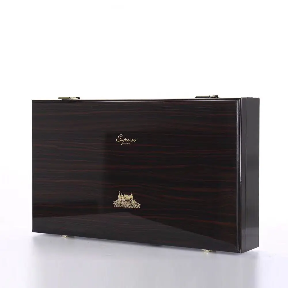 Wholesale MDF wooden luxury piano lacquer 4 bottle and 6 bottles wine packing  boxes and wine gift box