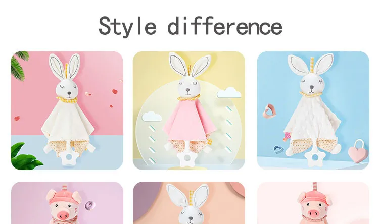 ODM high quality Soft stuffed animal plush soothing toy baby teething blanket elephant security blanket baby comforter toy