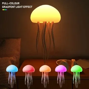 Creative 7 Color Changing RGB Rechargeable Desk Lamp Outdoor Garden Bedroom Floating Dynamic Dancing Jellyfish Led Night Light