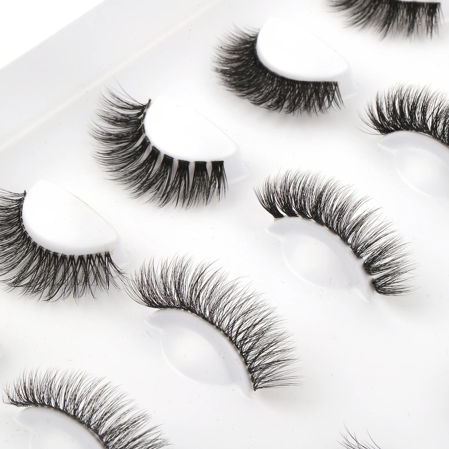 Natural faux mink eyelash strips wholesale fox cat eye lashes full strip lashes thin clear band fake natural eyelashes